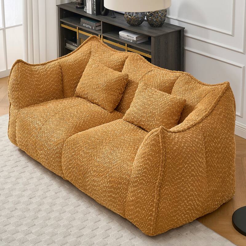 Modern Chenille 2-Seater Bean Bag Chair Recliner Sofa with Armrests for Living Room Lounge Bedroom