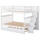 preview thumbnail 8 of 12, Classic Design Full over Full Wooden Bunk Bed with Trundle,Staircase with Storage Shelves,Safety Guardrail