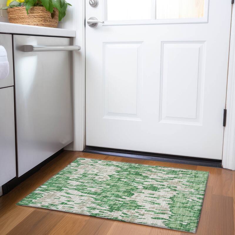 Premium Washable Super Soft Abstract Harmony Mayfield Rug - Green - 1'8" x 2'6"