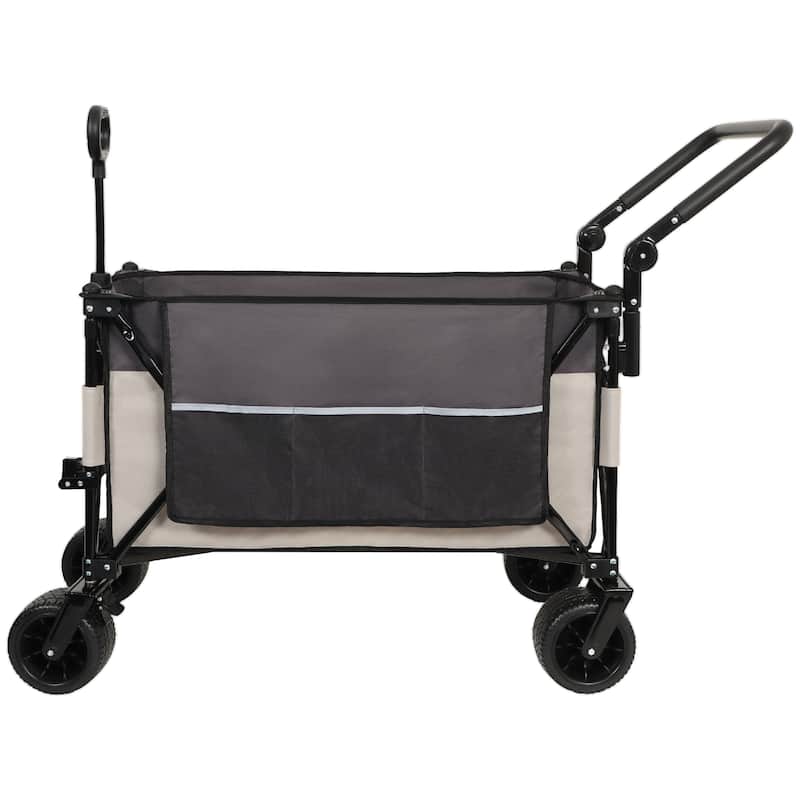Multi-Functional Push-Pull Folding Wagon Cart With Rotating Handle & 360°All-Terrain Wheels-Heavy-Duty,Adjustable Design