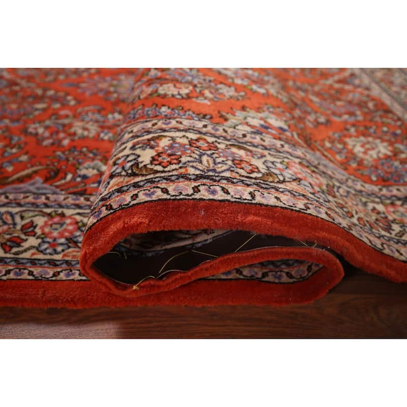 Orange Floral Sarouk Persian Area Rug Handmade Wool Carpet - 3'8"x 5'9"