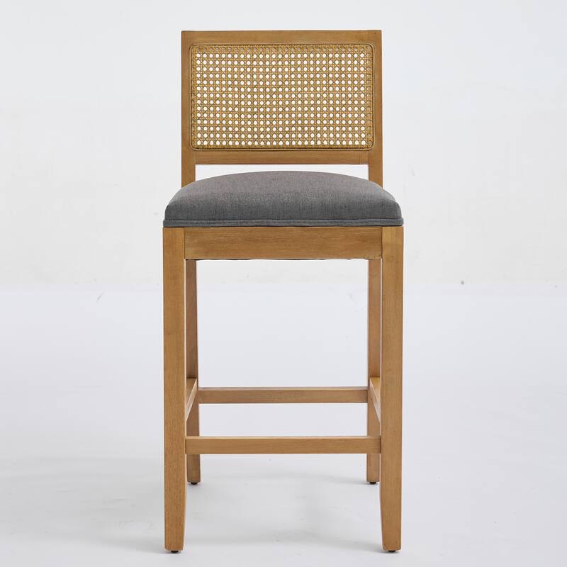 Roomfitters French Country Dining Chairs Set of 2 with Rattan Back and Upholstered Seat, Wood Side Chairs for Kitchen