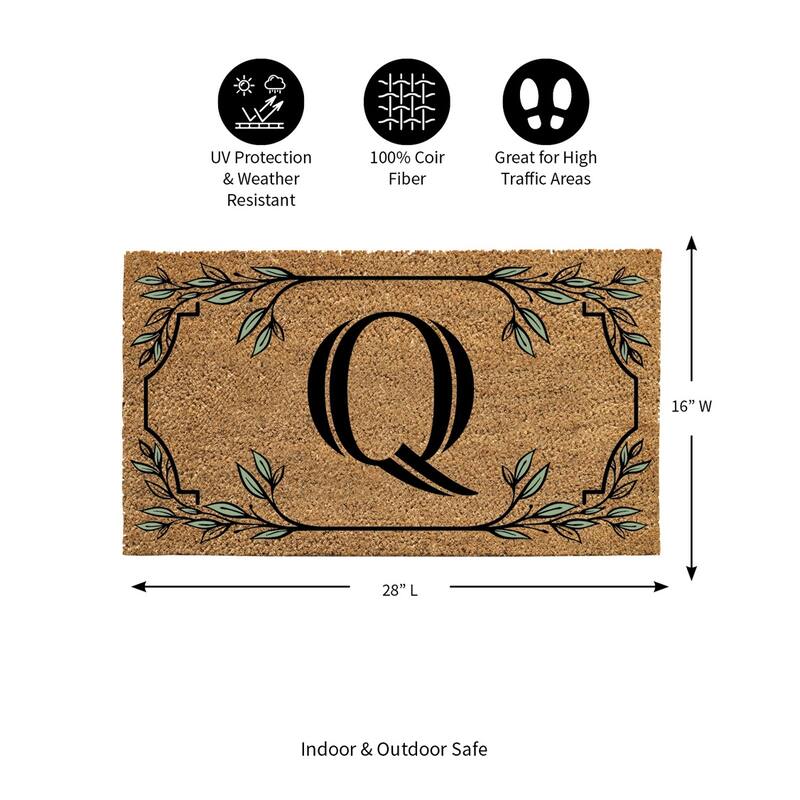 28 in. x 16 in. Monogram Coir Mat, Letter "Q"
