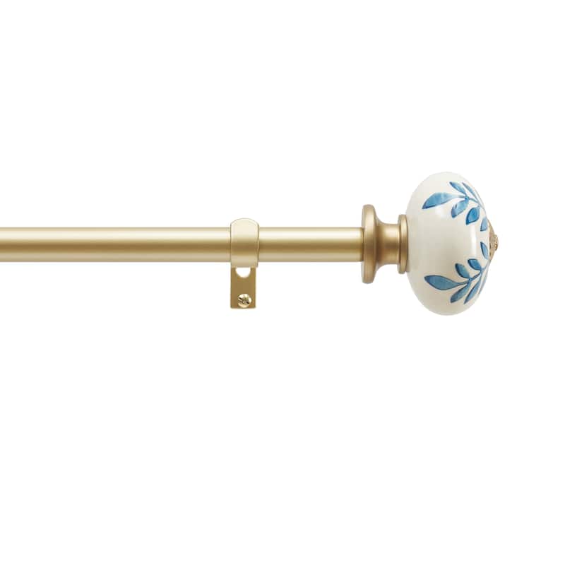 Martha Stewart Roseland Window Rod and Finial Set - 66"-120" - Brushed Brass