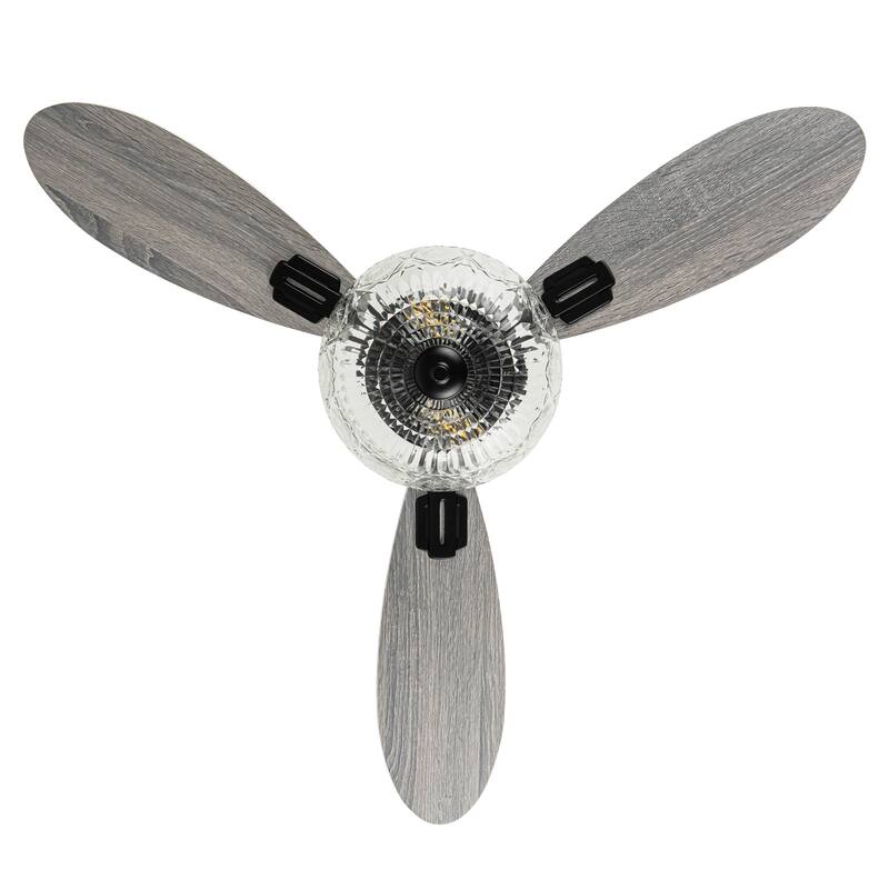 Maisie River of Goods 3-blade 42-inch Modern Indoor Ceiling Fan with Clear Hand-Cut Glass Globe Shade and Remote Control