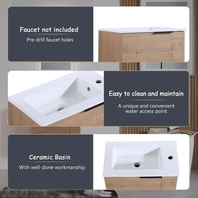 Topcraft 22-inch Wall Mount Bathroom Vanity with Sink - 22"