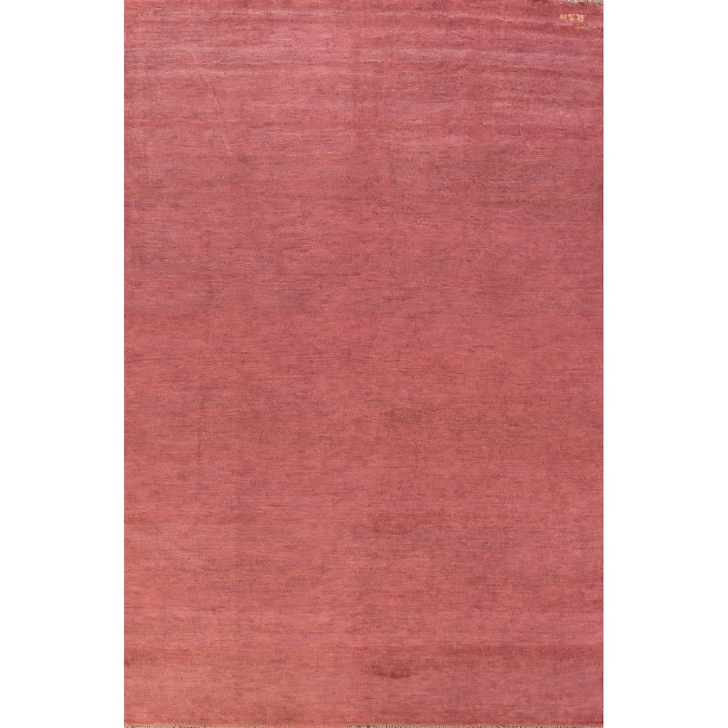 Modern Pink Gabbeh Oriental Area Rug Handmade Wool Carpet - 6'7" x 9'9"