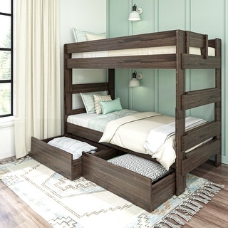 Max and Lily Farmhouse Twin over Twin Bunk Bed with Storage Drawers