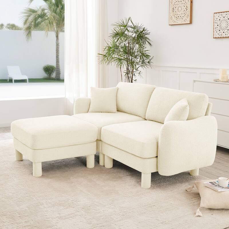 Loveseat Sofa, 78" 2-Seater Upholstered Couch Modern Sectional Couches with Shell-shaped Armrests for Living Room