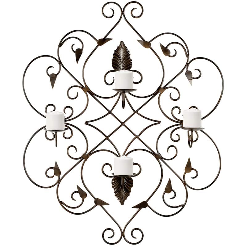 SAFAVIEH Lighting Alkinoi Metal Work Candle Holder Wall Sconce - 27.5"x4.7"x32.3" - 28Wx5Dx32H