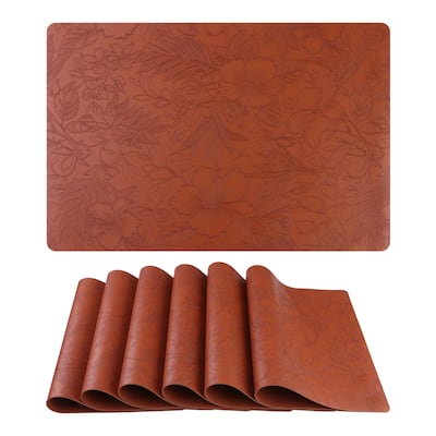 Set of 6 Faux Leather Placemats for Kitchen Dining Table Decor, Table Placemats Wipeable Table Mat - 18*12in