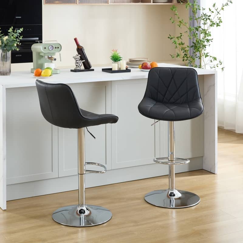 Adjustable Swivel Bar Stools Height Island Chairs with Back Set of 2