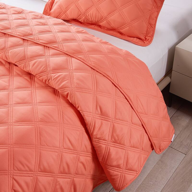 Down Alternative Quilted Oversized Charleston 3 Piece Comforter Set