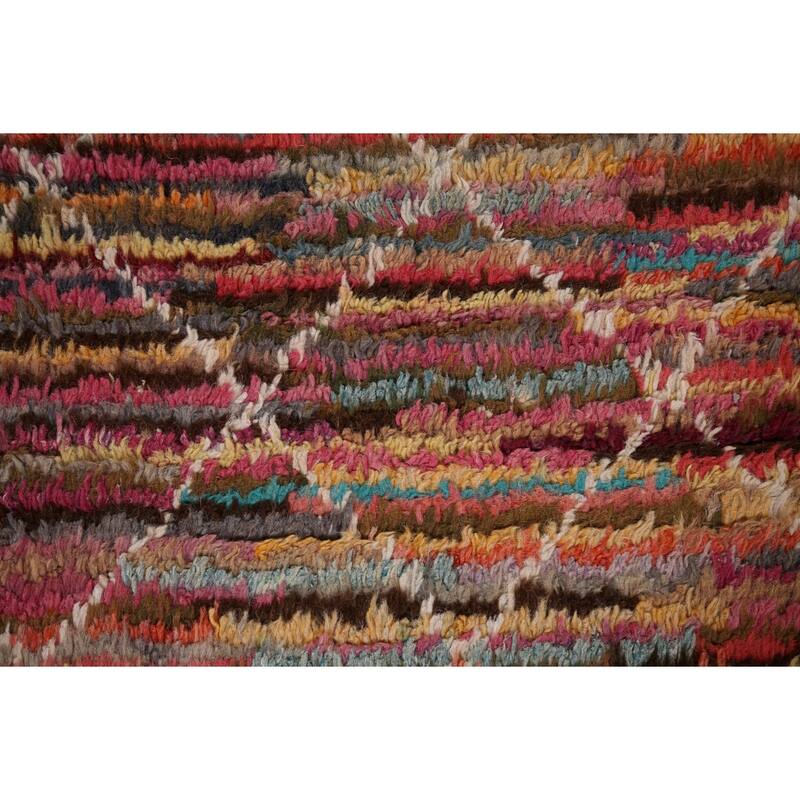 Stripe / Trellis Moroccan Area Rug Handmade Wool Carpet - 5'10" x 9'4"