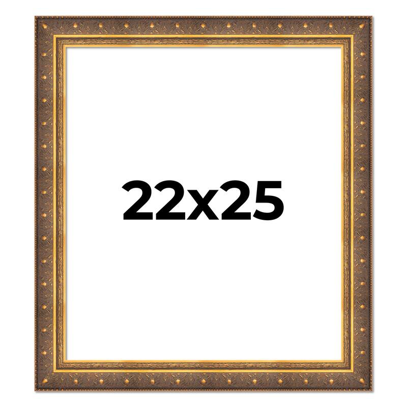 22x25 Frame Vintage Gold Solid Wood Picture Frame | 2.5 Inch Moulding