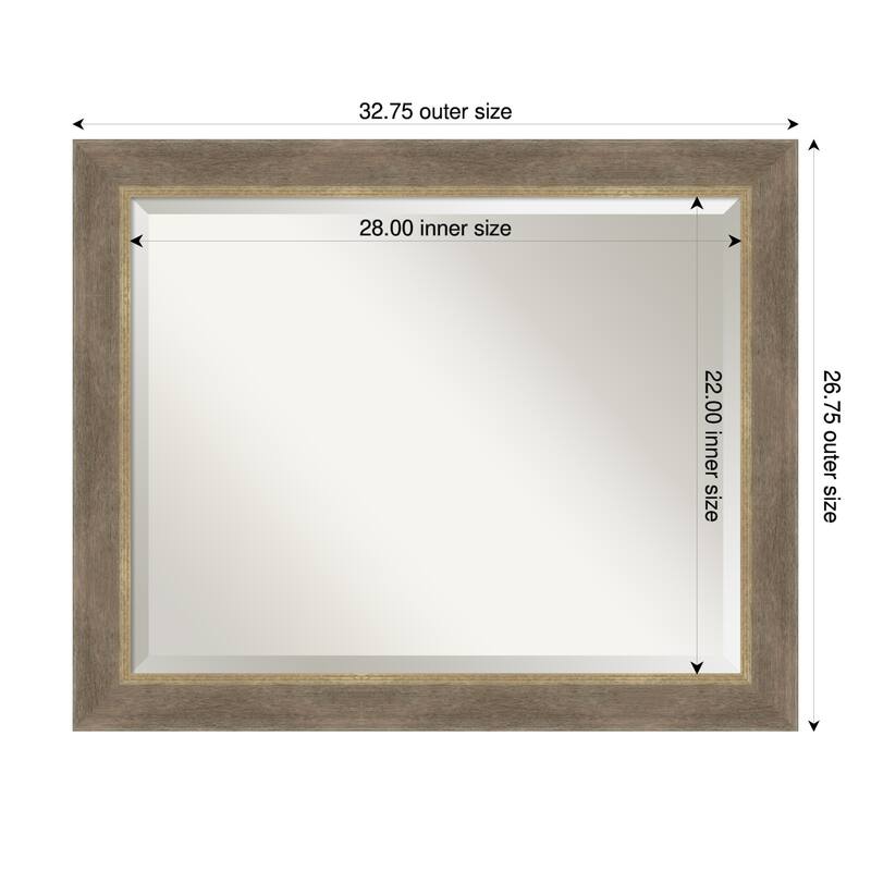 Driftwood Tan Beveled Wood Framed Wall Mirror - Driftwood Tan - 33 x 27 in