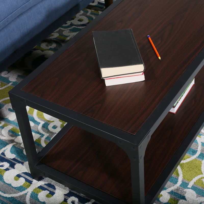 Modern Wood and Metal Coffee Table with Storage - 19.69*39.00*18.00 incehs