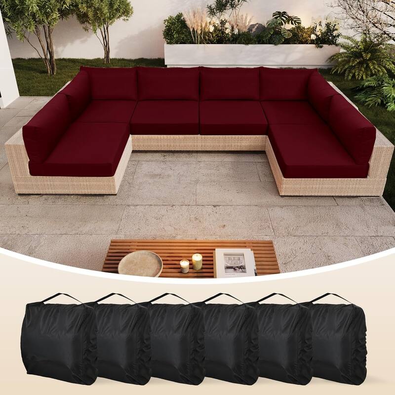 WINSOON 14 Piece Outdoor Furniture Replacement Cushions,Patio Seat Cushions