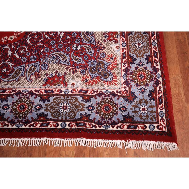 Red Kashan Turkish Area Rug Machine Made Floral Carpet - 9'7" x 12'7"