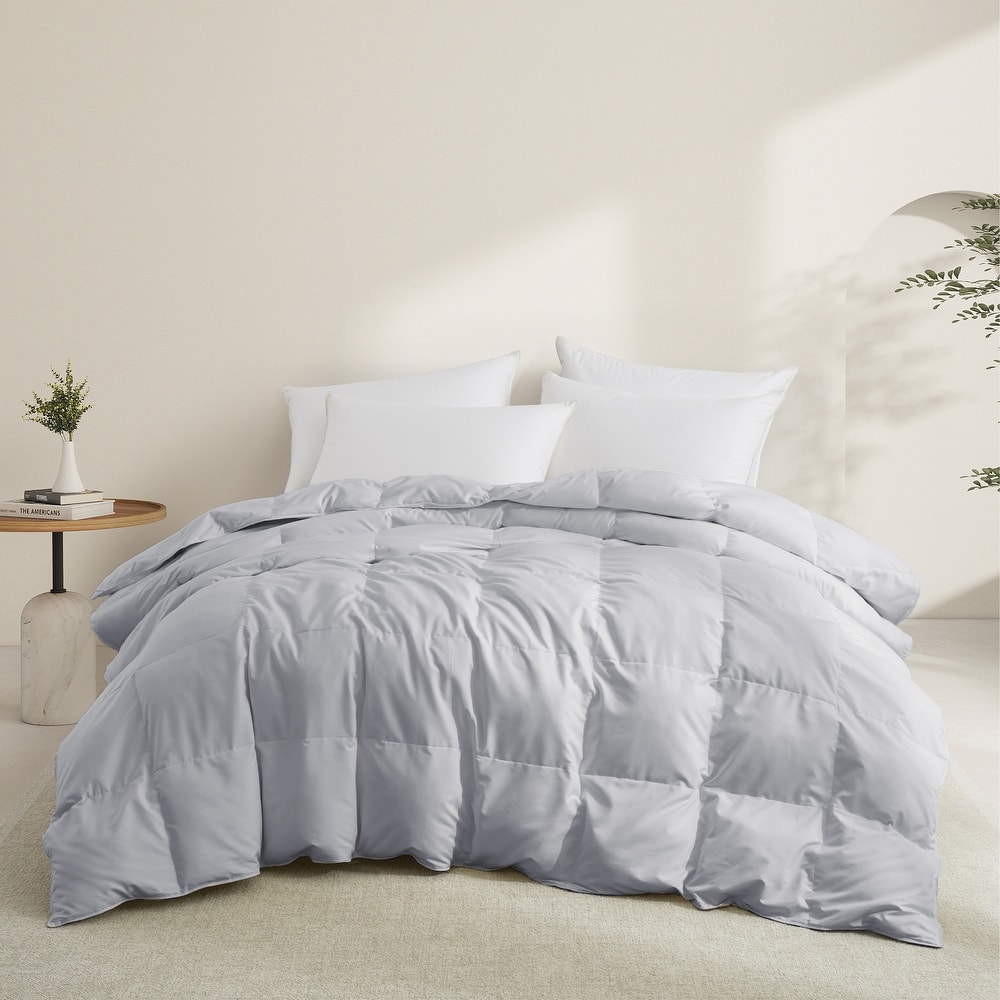 Lightweight to All-season White Goose Down Feather Fiber Comforter Duvet Insert