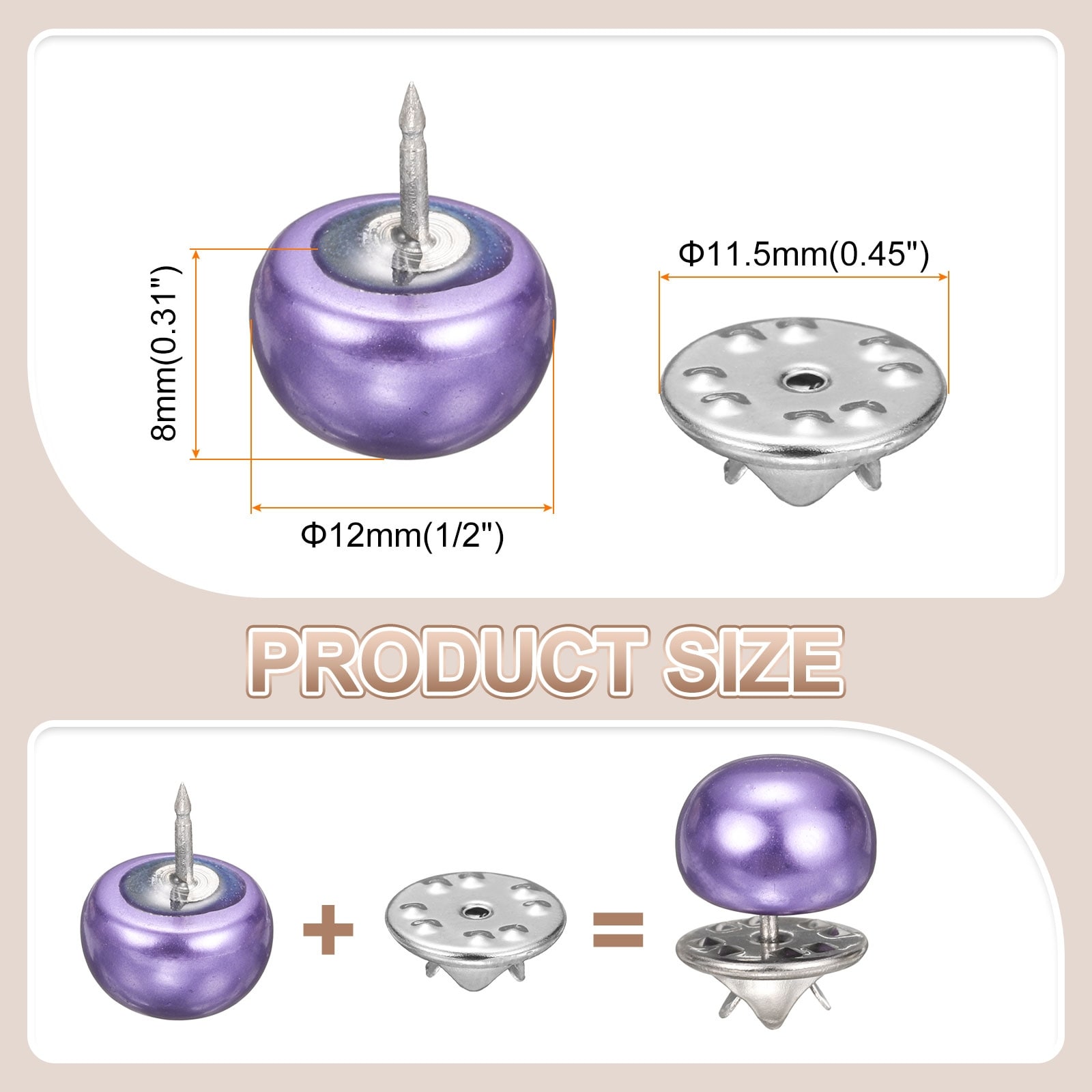 No Sew Pearl Buttons Cover Up Pins Removable Reusable Craft Button for Shirt Dress Crafts Clothes Decoration - 12mm