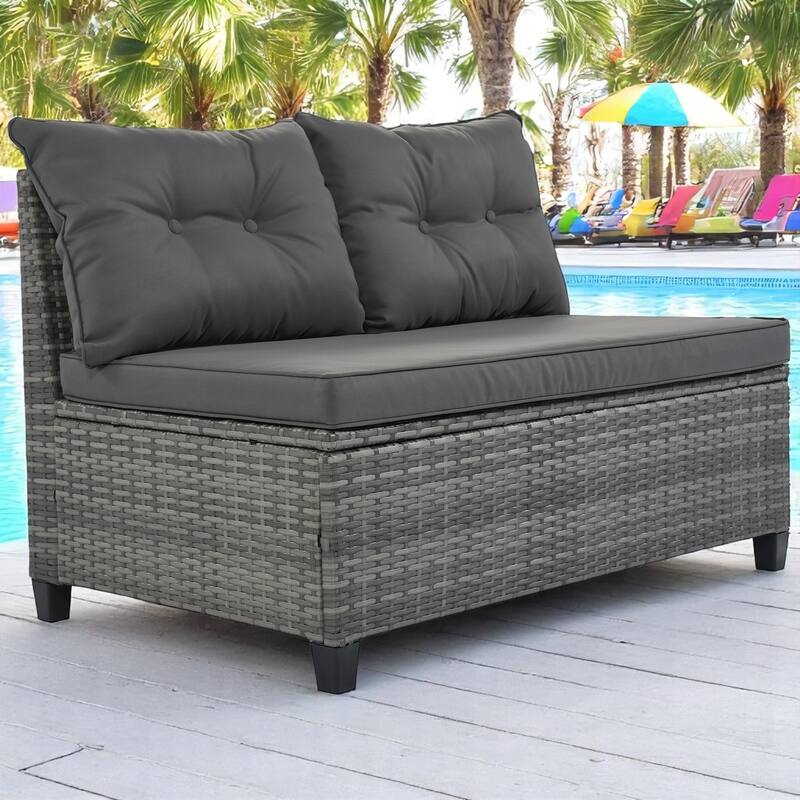 8-Piece Outdoor PE Wicker Patio Furniture Set with Cushions,Coffee Table & Side Tables,Modular Curved Sectional Sofa Set
