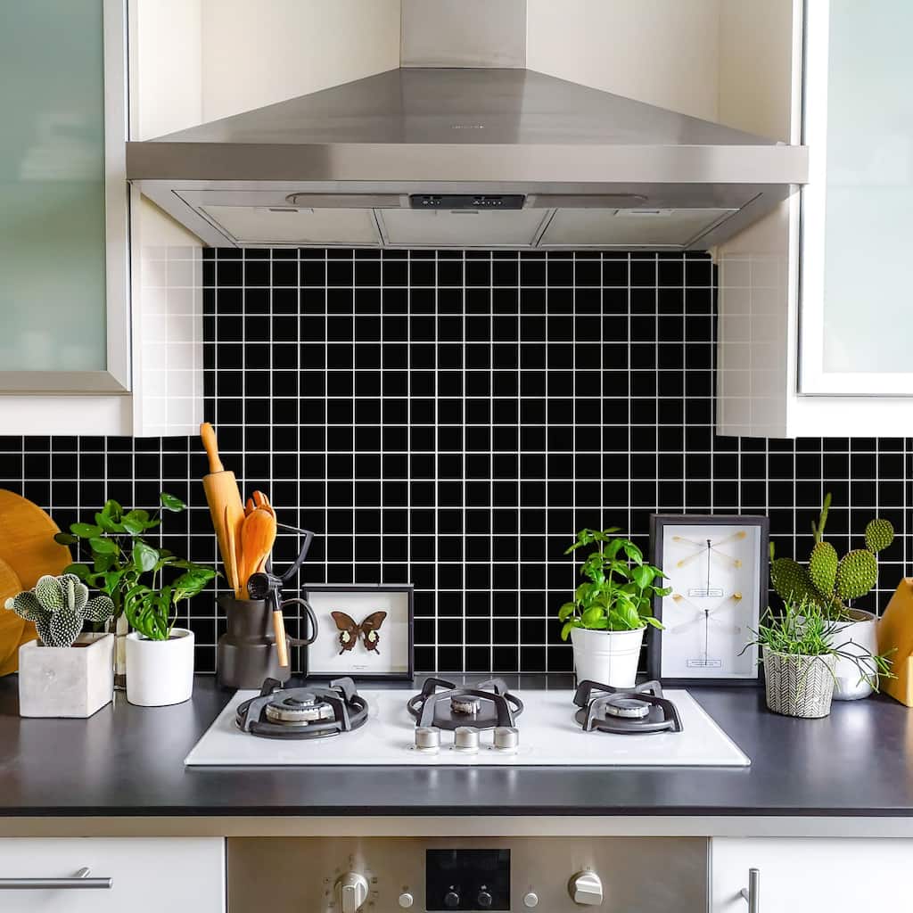 Merola Tile Metro Quad Matte Black 11-3/4" x 11-3/4" Porcelain Mosaic Floor and Wall Tile - Case (10 Tiles)