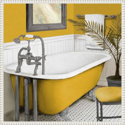 Sunny Bath I by Elizabeth Medley Framed Canvas Wall Art Print - Sylvie Beaded White
