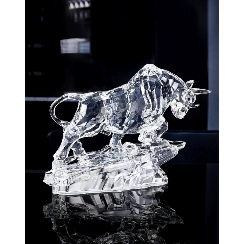 LED Lighted Crystal Cut Bull Decoration - 14.25" - Set of 2