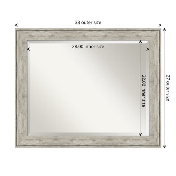 dimension image slide 9 of 12, Beveled Bathroom Wall Mirror - Crackled Metallic Frame
