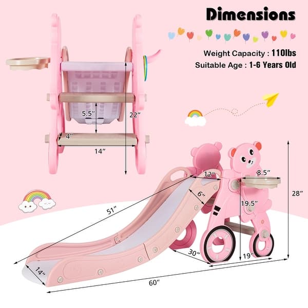 Costway 4 in 1 Foldable Baby Slide Toddler Climber Slide PlaySet w/ - See details