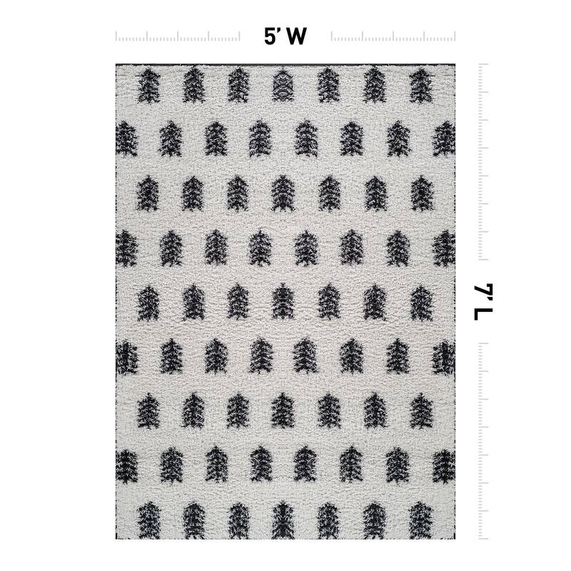 Scandinavian Arrow Shag Rug - Modern Look - Anthracite Dark Gray - Easy Maintenance