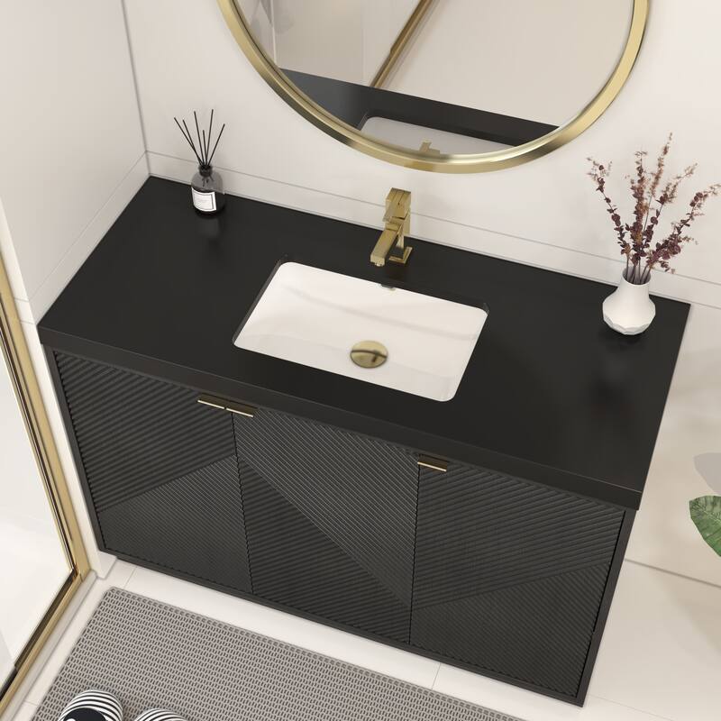 Milano 48" Freestanding Bathroom Vanity with Black Acrylic Sink