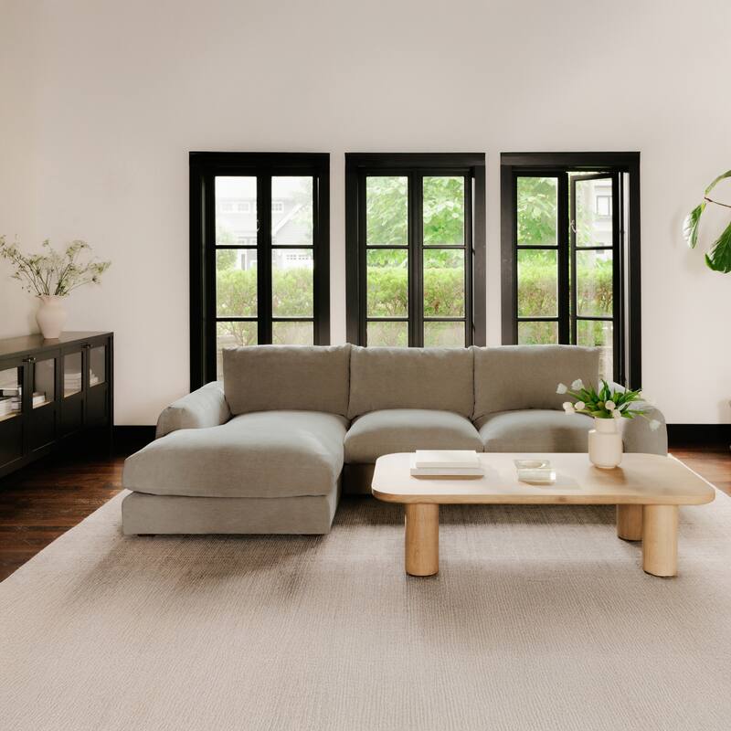 NADAAL STUDIOS Avelyn Left-Facing Sectional, Pillow-Soft Seating with Faux Feather Fill and Oat Fabric Upholstery