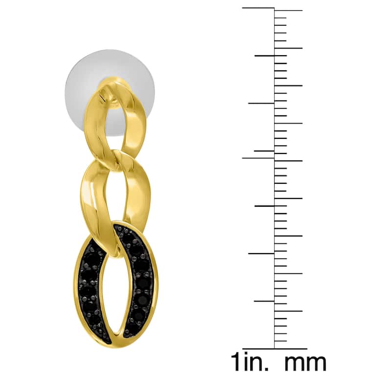 Victoria Townsend Yellow Gold Plated Black Cubic Zirconia Chain Drop Earrings