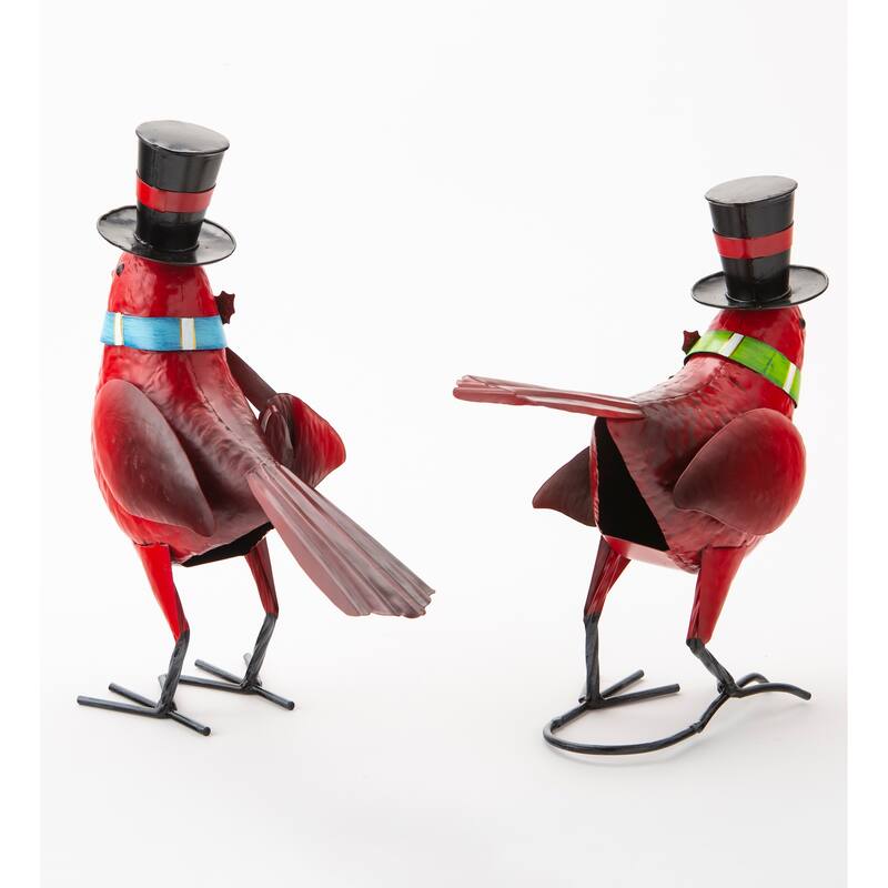 Holiday Cardinal Metal Garden Statues, Set of 2