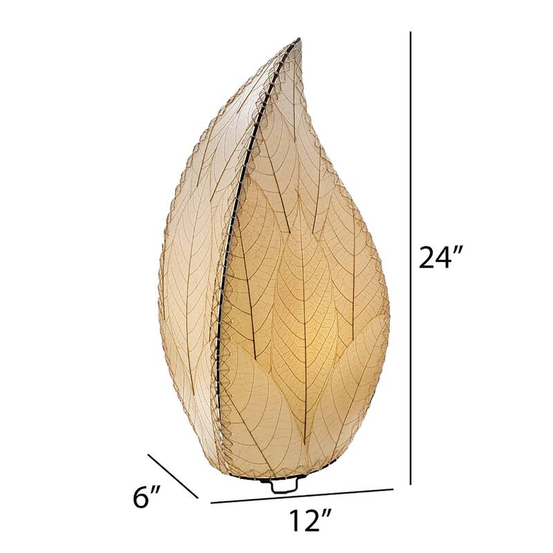Eangee Handmade 24 Inch Leaflet Lamp, Cocoa Leaves Shade, 12 x 6 x 24 in. - 12 x 6 x 24