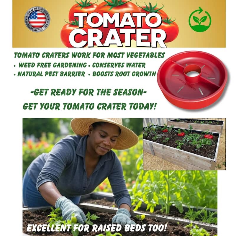 Tomato Crater Gardening Tool for Healthier Tomatoes, 12” Red