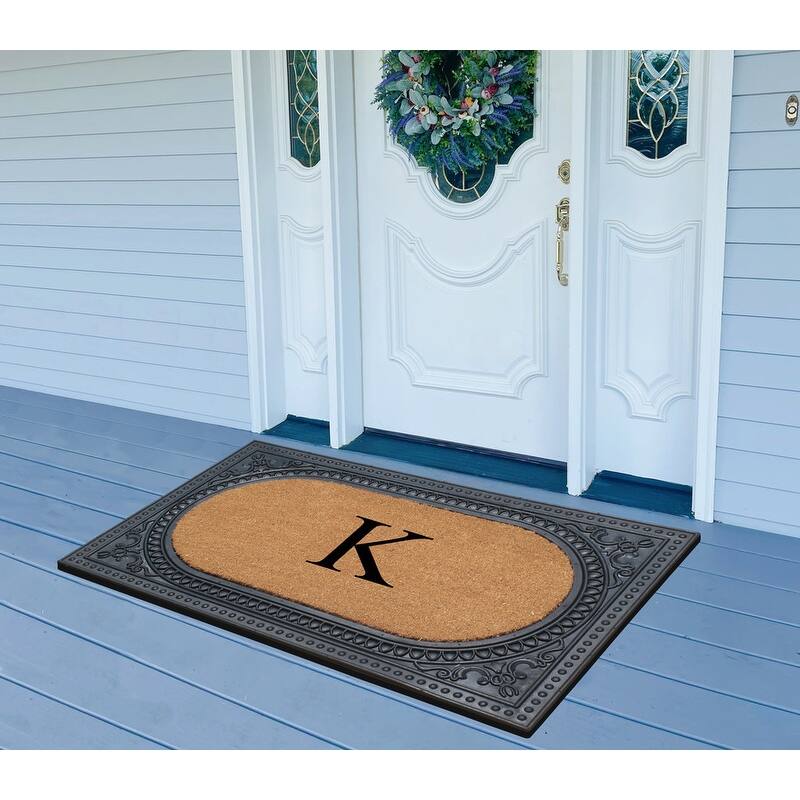 A1HC First Impression Carson Rubber and Coir 24" X 39", Heavy Duty, Easy to Clean Outdoor Monogrammed Doormat