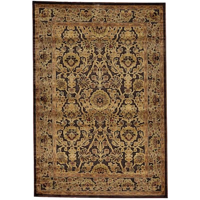 Saphir Transitional Chenille Rug, Chocolate/Golden, Area Rug