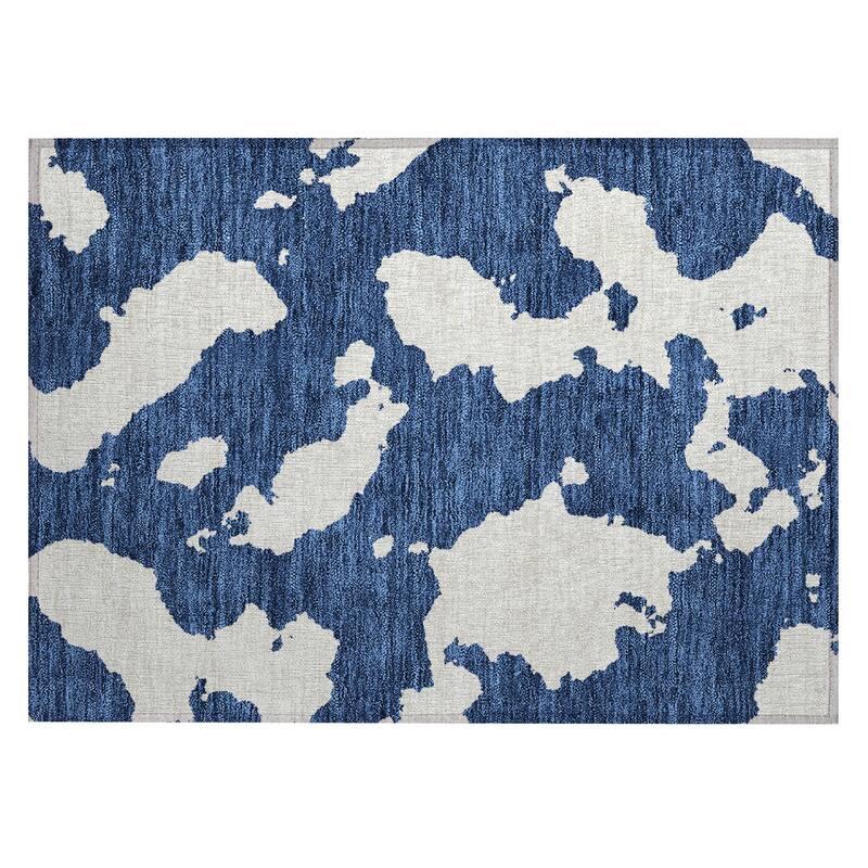 Machine Washable Indoor/ Outdoor Contemporary Abstract Chantille Rug