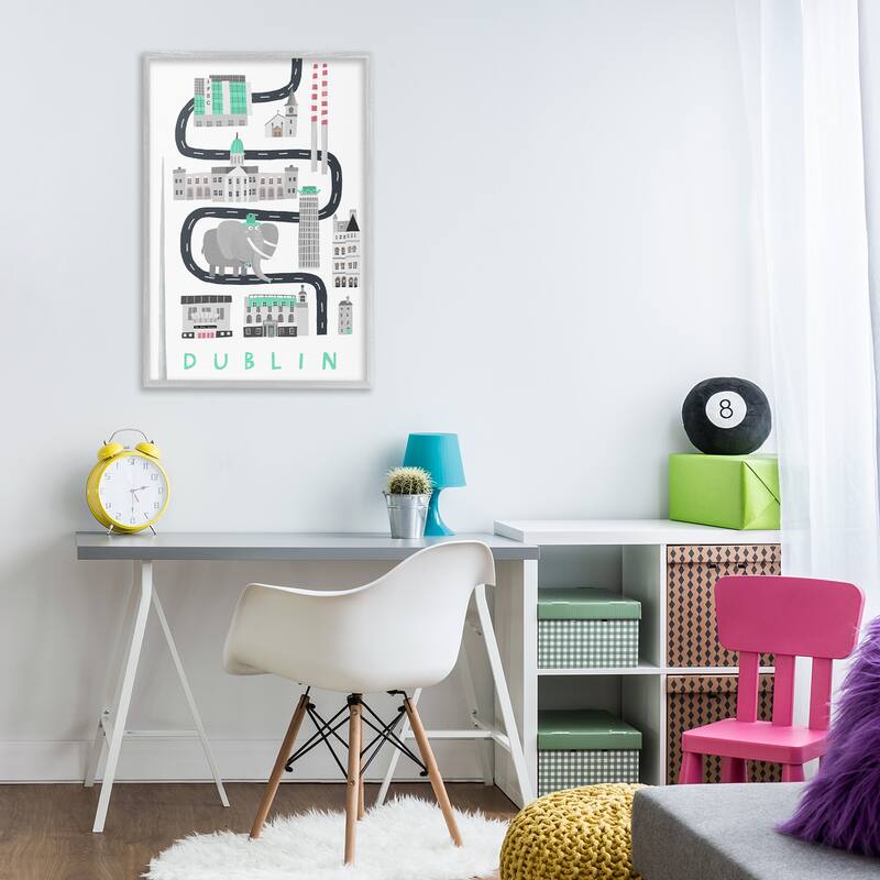Stupell Dublin Whimsical Travel City Framed Giclee Art Design By Carla Daly