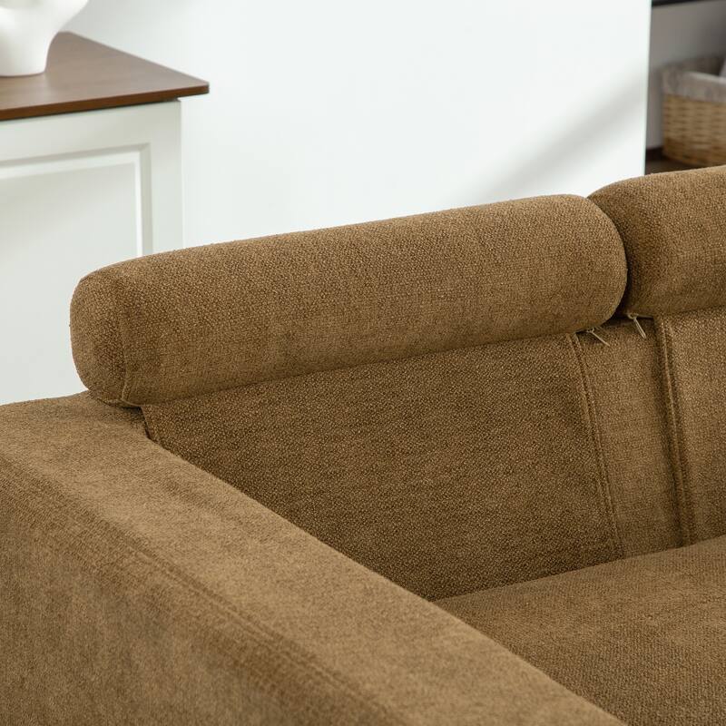 56.3"W Modern Chenille linen Loveseat Sofa,Sofa Bed with Pillows&Metal Legs