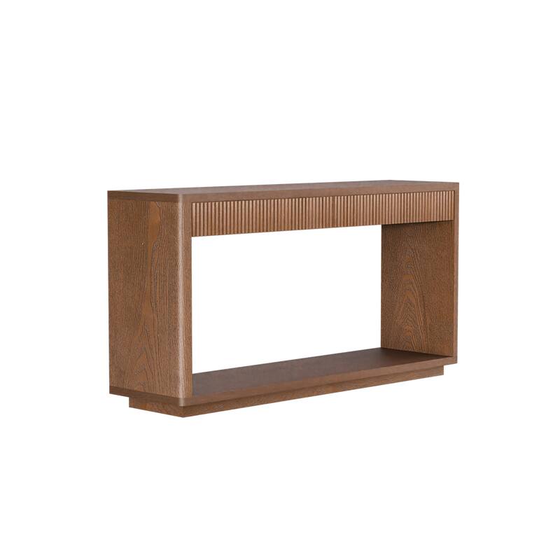 Rectangular Entryway Console Table with 2 Fluted Drawers, Sofa Table Behind Couch Table for Living Room Hallway