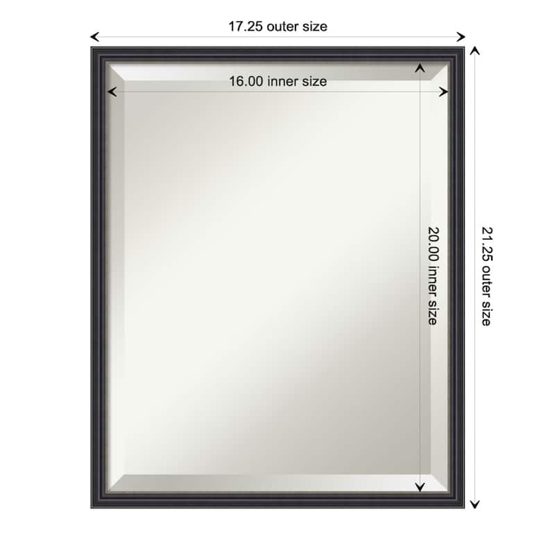 Stylish Black Narrow Beveled Wood Framed Bathroom Vanity Wall Mirror - Stylish Black Narrow - Glass Size 16x20