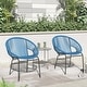 preview thumbnail 21 of 31, Corvus Sarcelles Woven Wicker Indoor/Outdoor Chairs (Set of 2) Blue