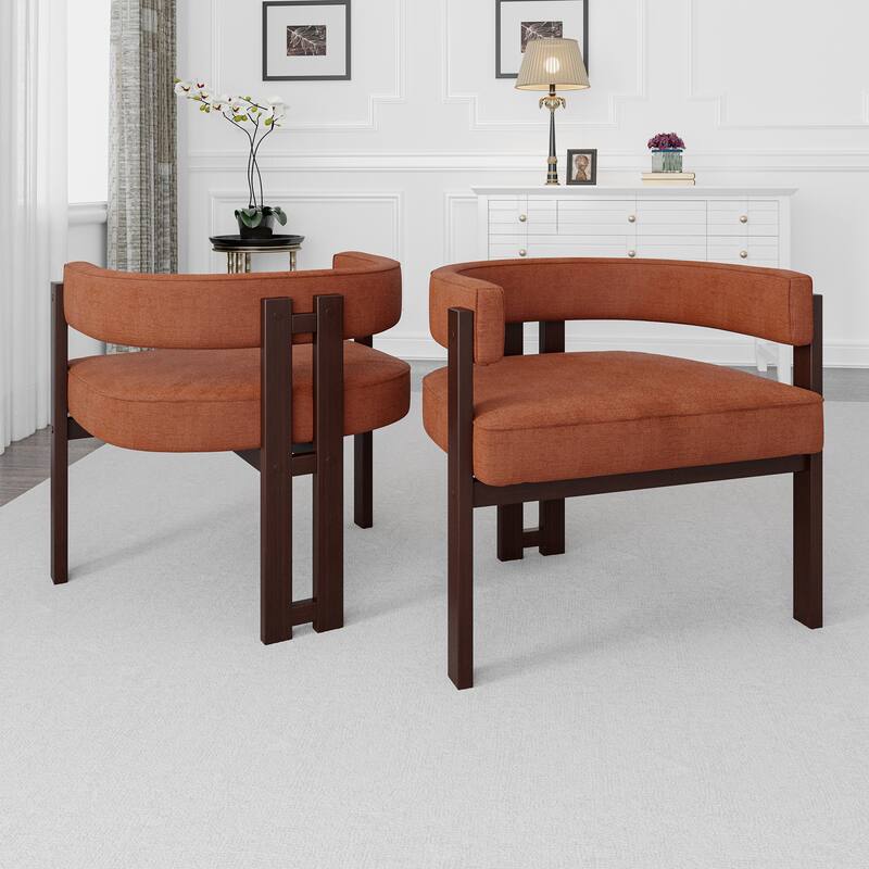 Chenille Barrel Chair Set Set of 2