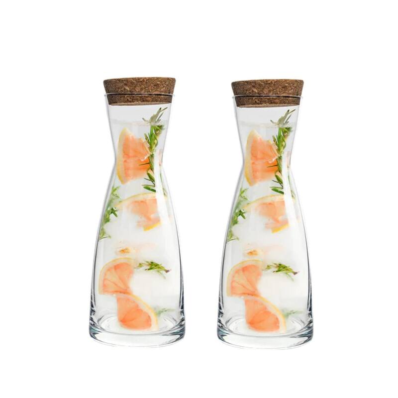 Bormioli Rocco Ypsilon Carafe with Cork Top Set - Set of 2