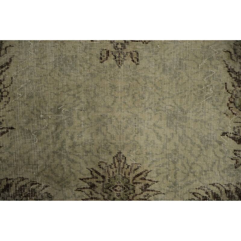 Hand Knotted Oriental 100% Wool Carpet Transitional Floral Green Anatolian Area Rug - 9' 1'' X 5' 8''