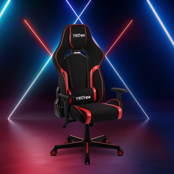 GZMR Red Fabric and PU Office PC Gaming Chair Bed Bath Beyond